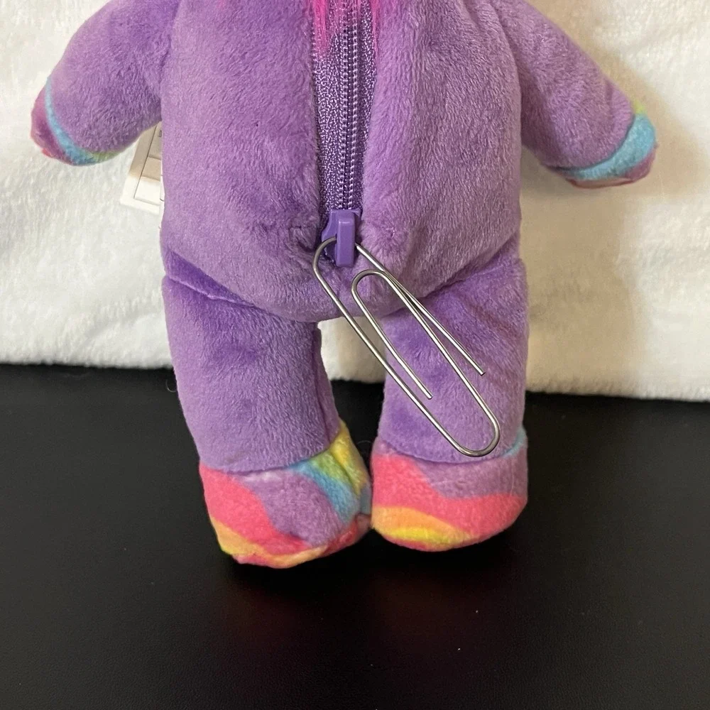 Build a Bear Workshop Mini Purple Rainbow Unicorn Zipper Back Pouch w/ Heart